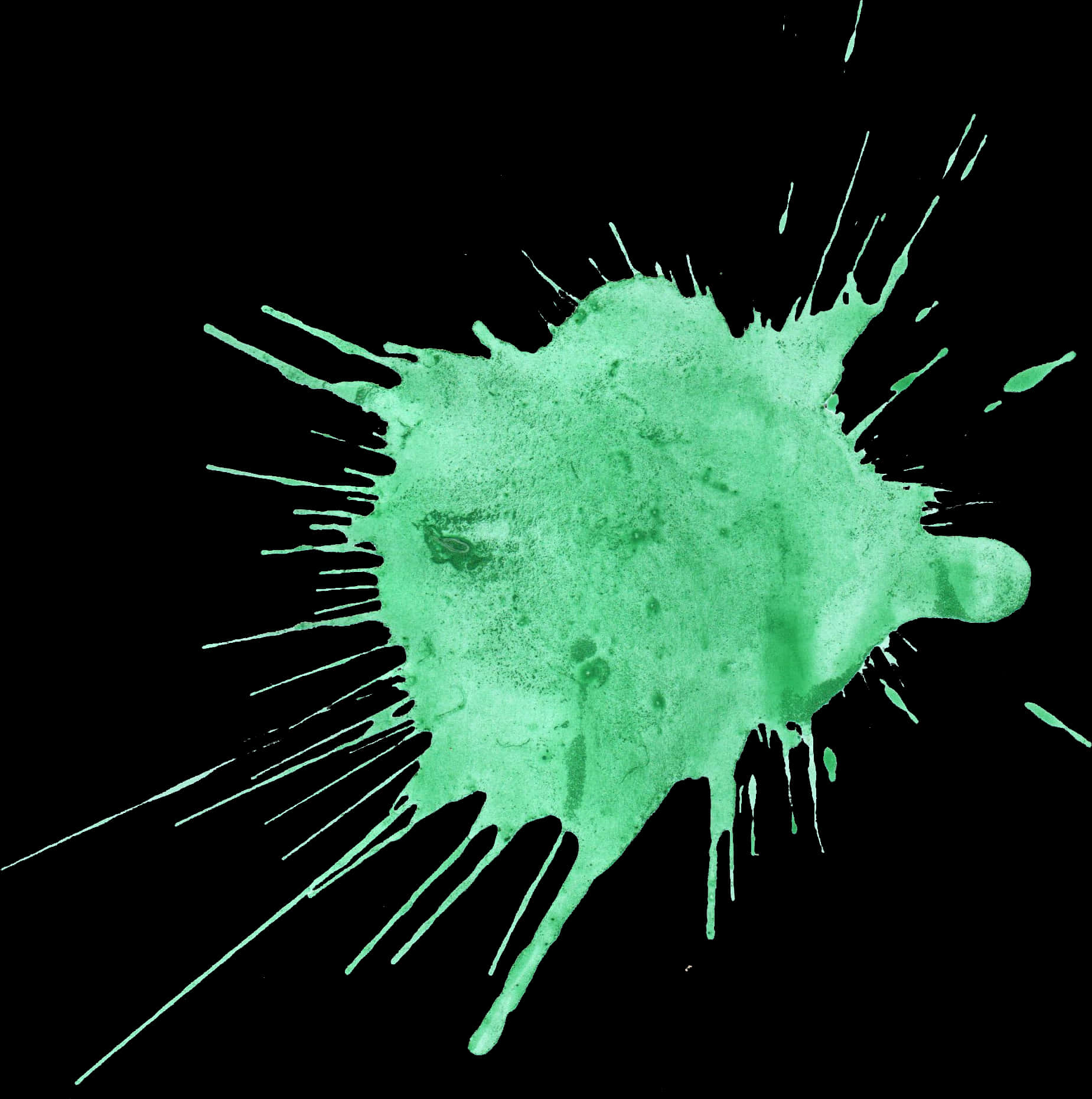 Vibrant Green Paint Splashon Black PNG Image