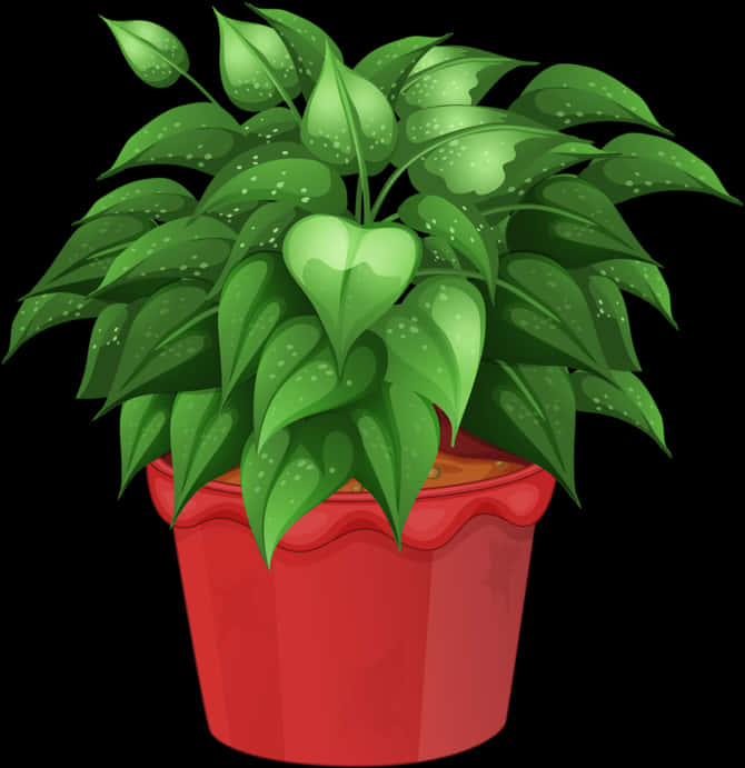 Vibrant Green Plantin Red Pot PNG Image