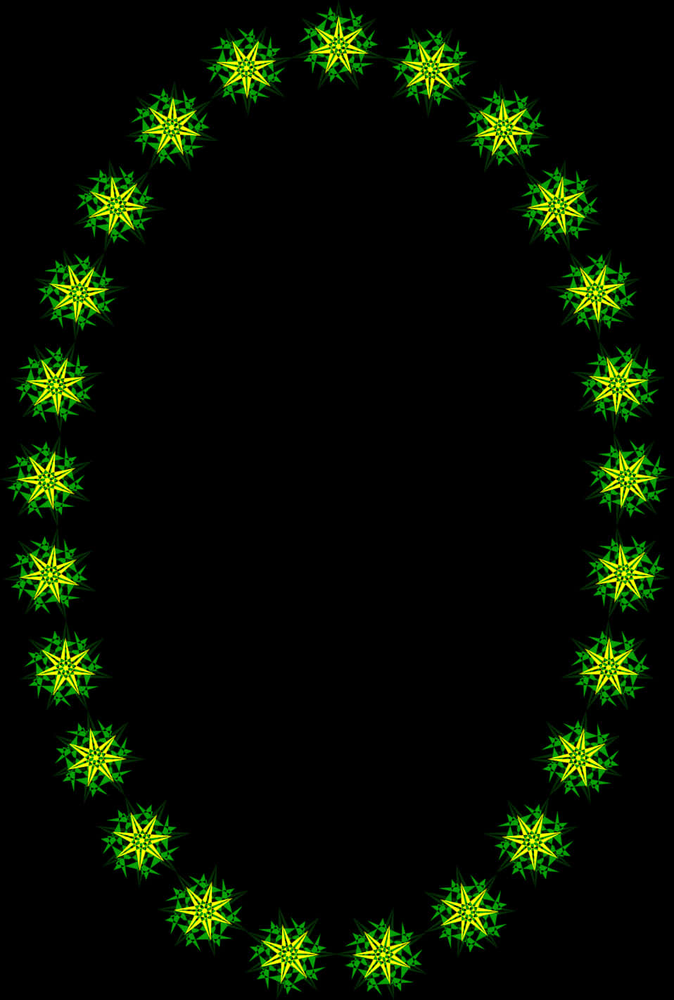 Vibrant Green Star Circle Border PNG Image