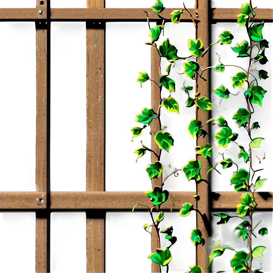 Vibrant Green Vineson Wooden Trellis PNG Image