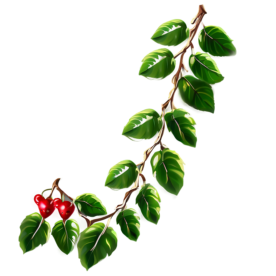 Vibrant Green Vinewith Red Berries PNG Image