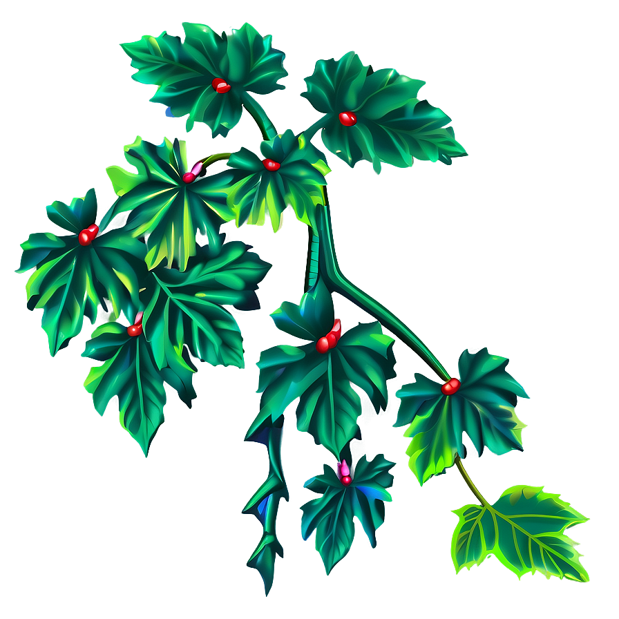 Vibrant Green Vinewith Red Berries PNG Image