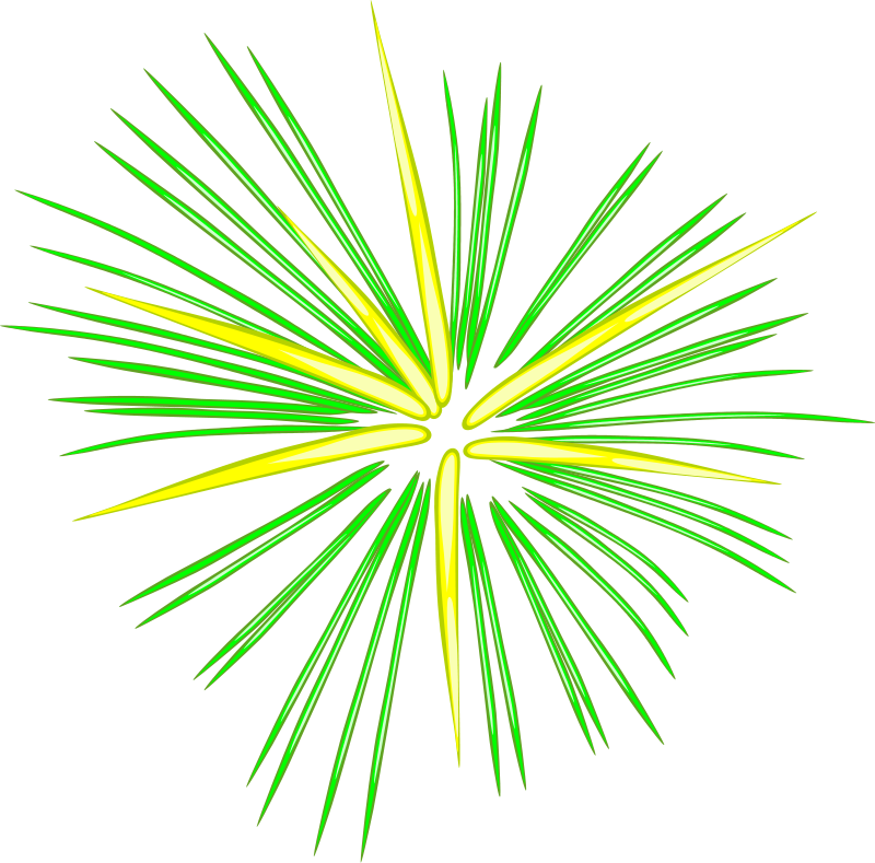 Vibrant Green Yellow Firework Explosion Clipart PNG Image