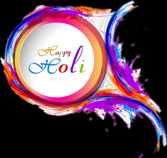 Vibrant Holi Greeting Design PNG Image