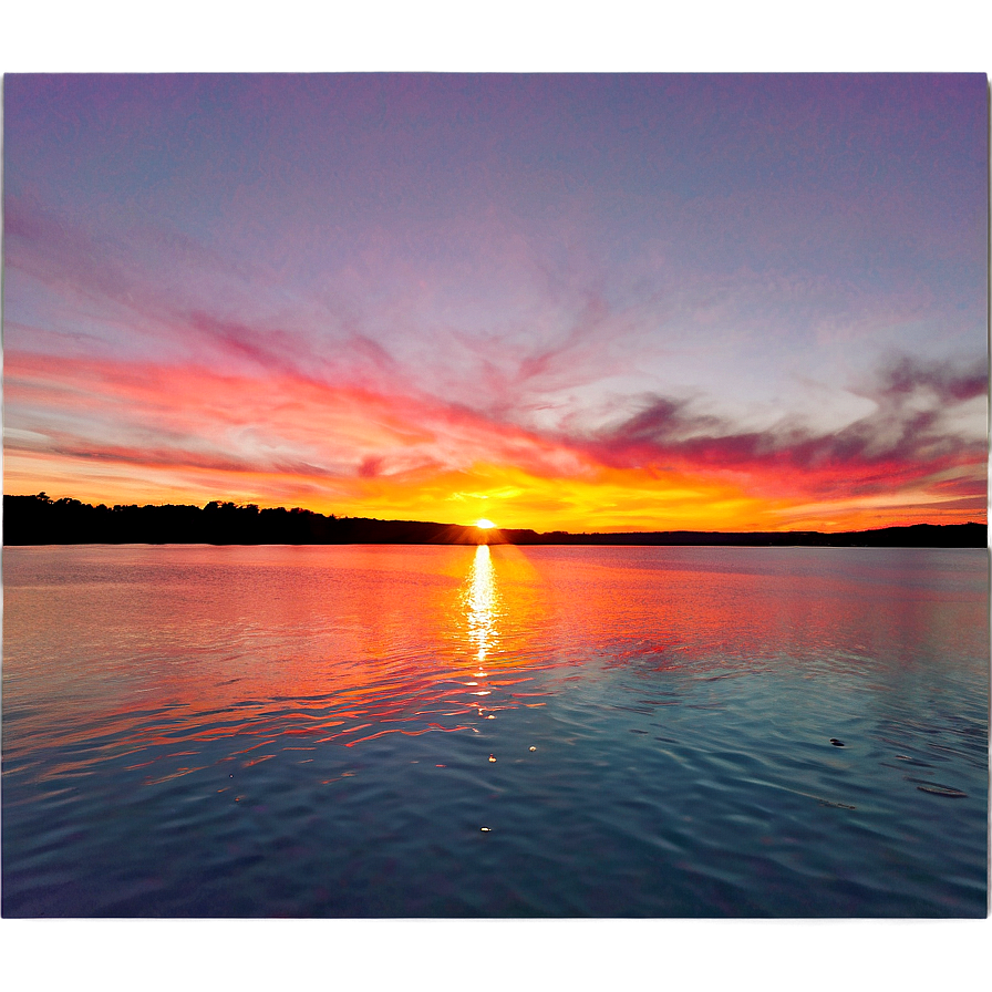 Vibrant Lake Sunset Png Las45 PNG Image