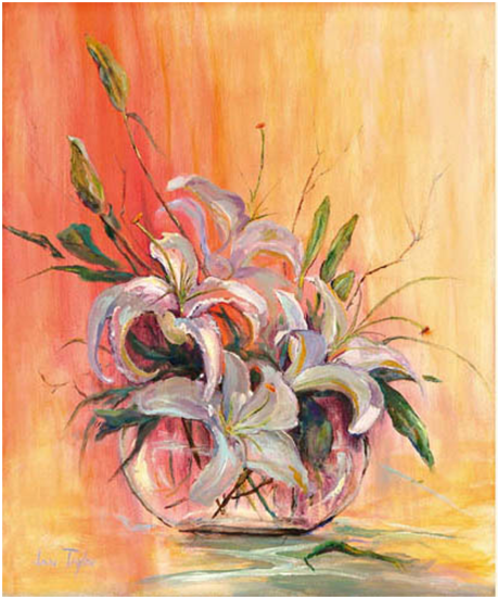 Vibrant Lily Bouquet Painting PNG Image