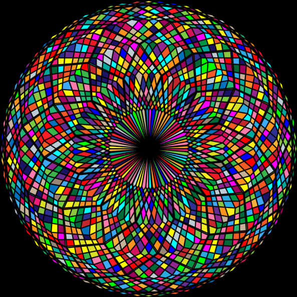 Vibrant Mosaic Sphere PNG Image