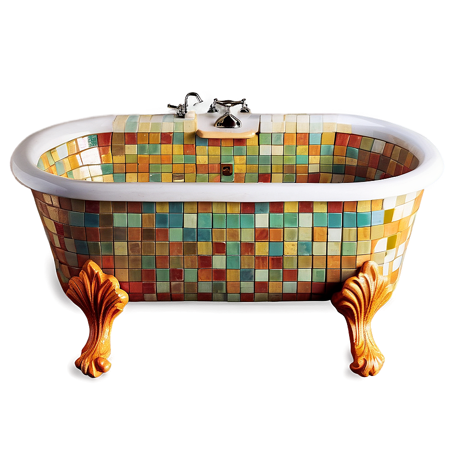 Vibrant Mosaic Tile Bathtub Png 96 PNG Image