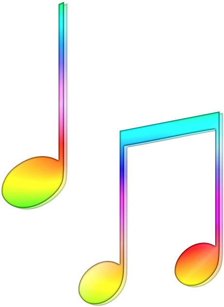 Vibrant Music Notes Illustration PNG Image