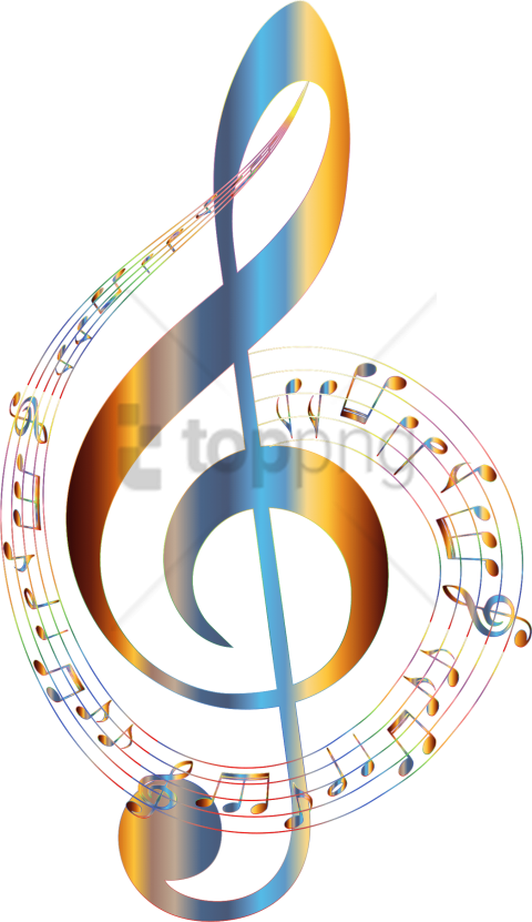 Vibrant Musical Treble Clef PNG Image