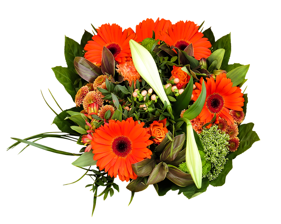 Vibrant Orange Birthday Bouquet PNG Image