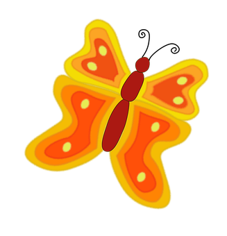 Vibrant Orange Butterfly Illustration PNG Image