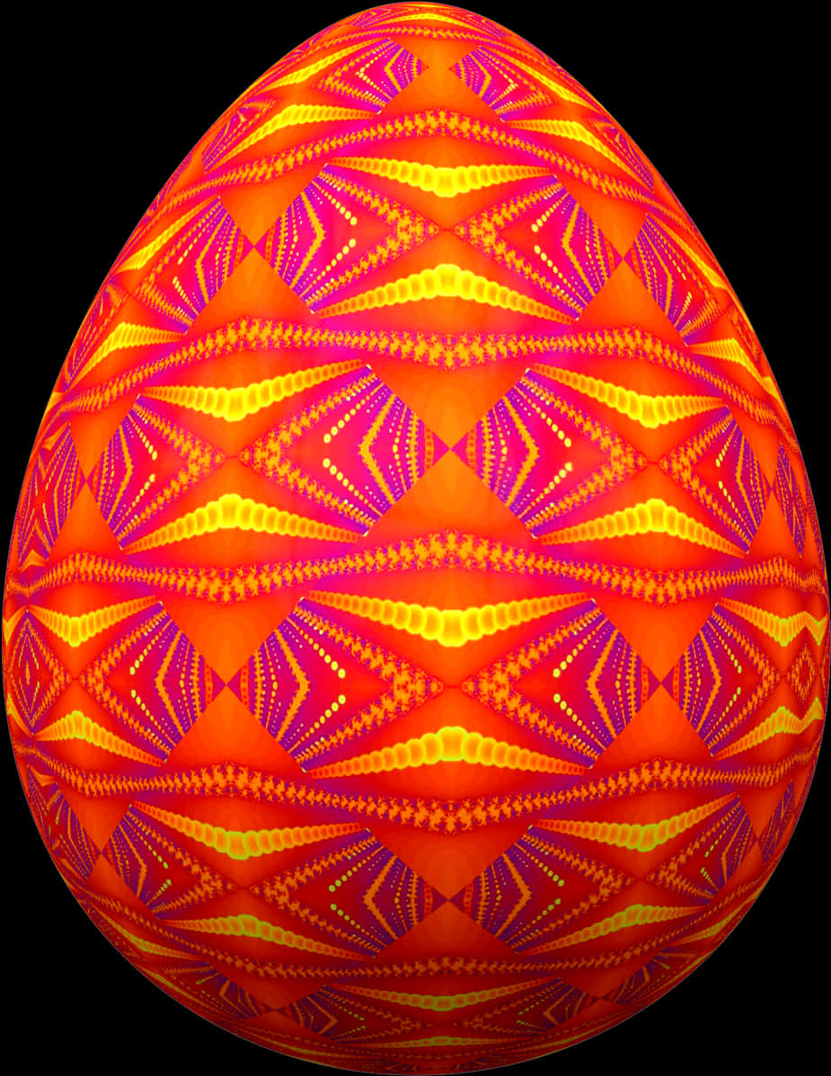 Vibrant Orange Patterned Easter Egg.jpg PNG Image