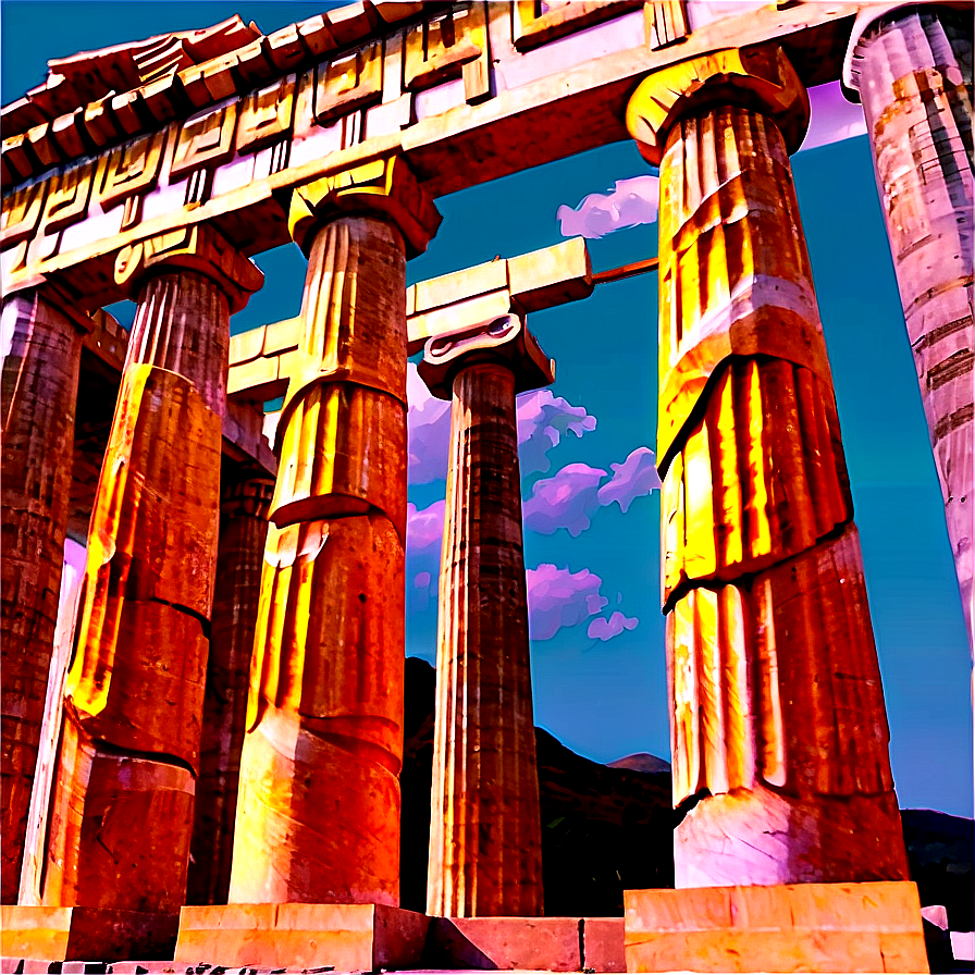 Vibrant Parthenon Painting Png Sap41 PNG Image