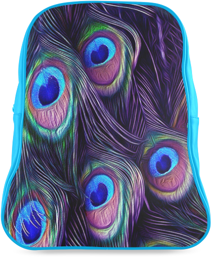 Vibrant Peacock Feather Backpack PNG Image