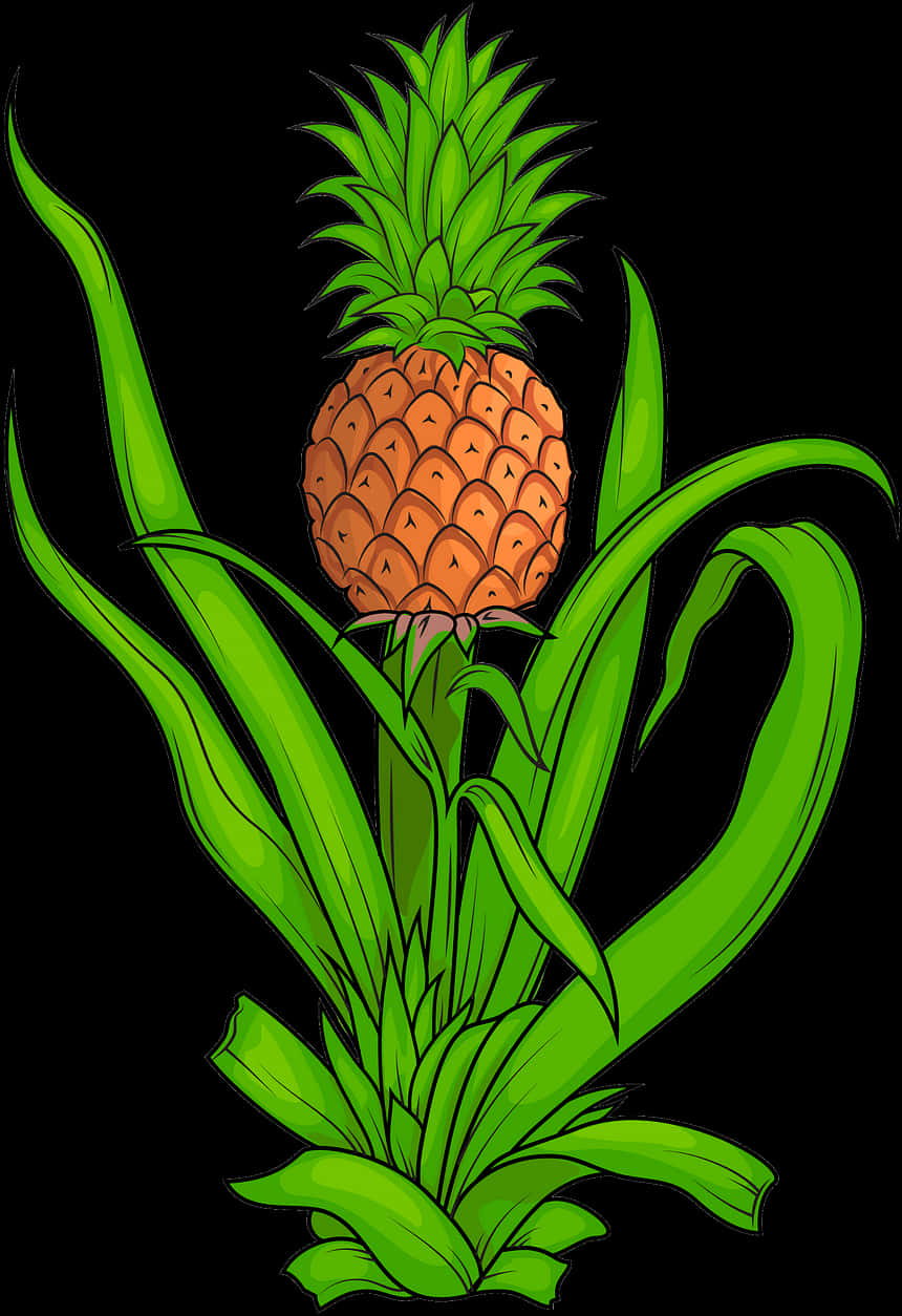 Vibrant Pineapple Artwork PNG Image