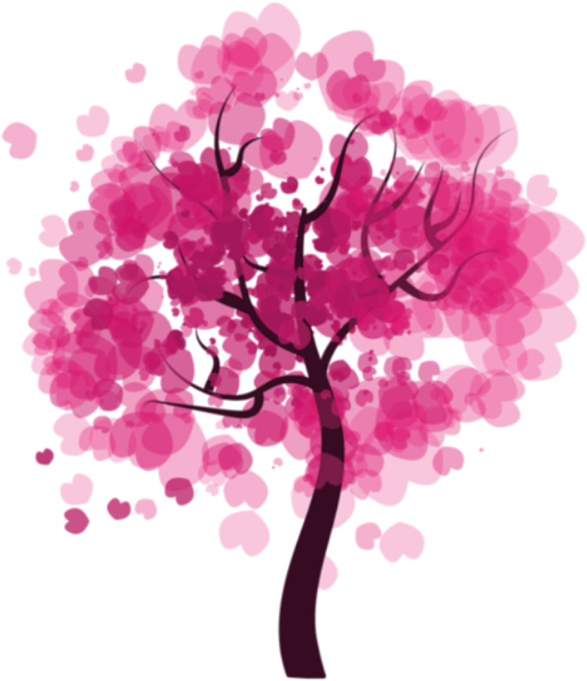 Vibrant Pink Blossom Tree Vector PNG Image