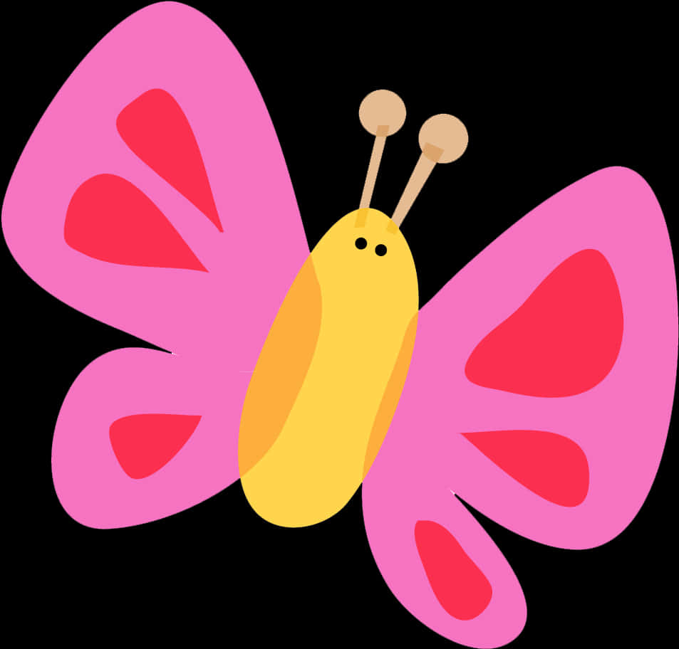 Vibrant_ Pink_ Butterfly_ Cartoon PNG Image