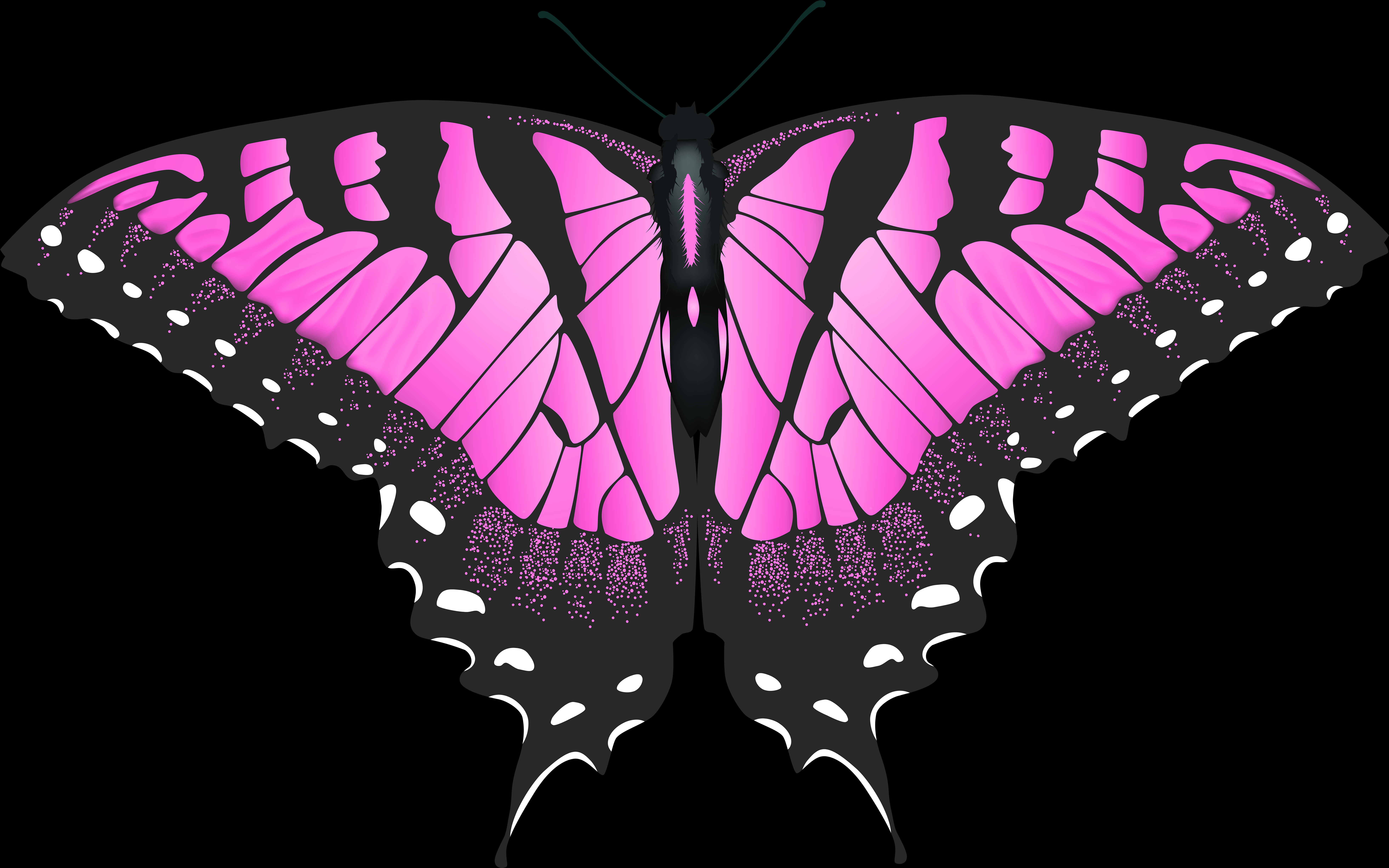 Vibrant Pink Butterfly Illustration PNG Image