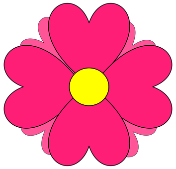 Vibrant Pink Cartoon Flower PNG Image