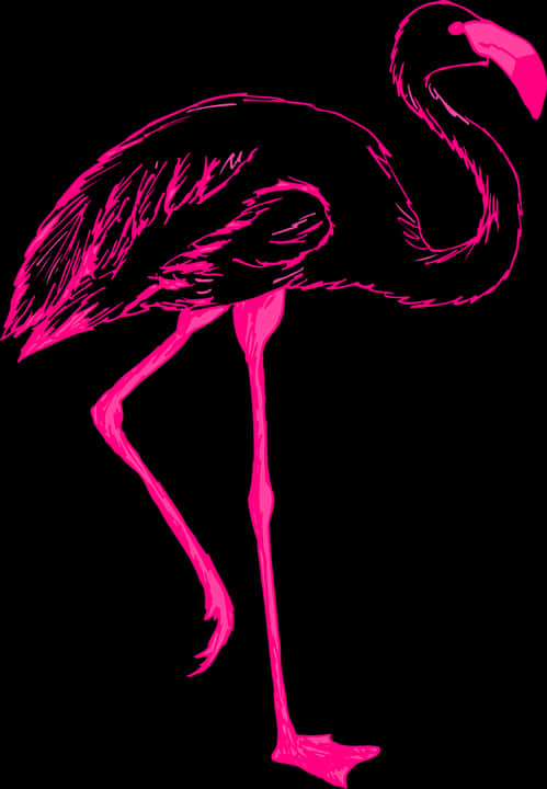 Vibrant Pink Flamingo Artwork PNG Image