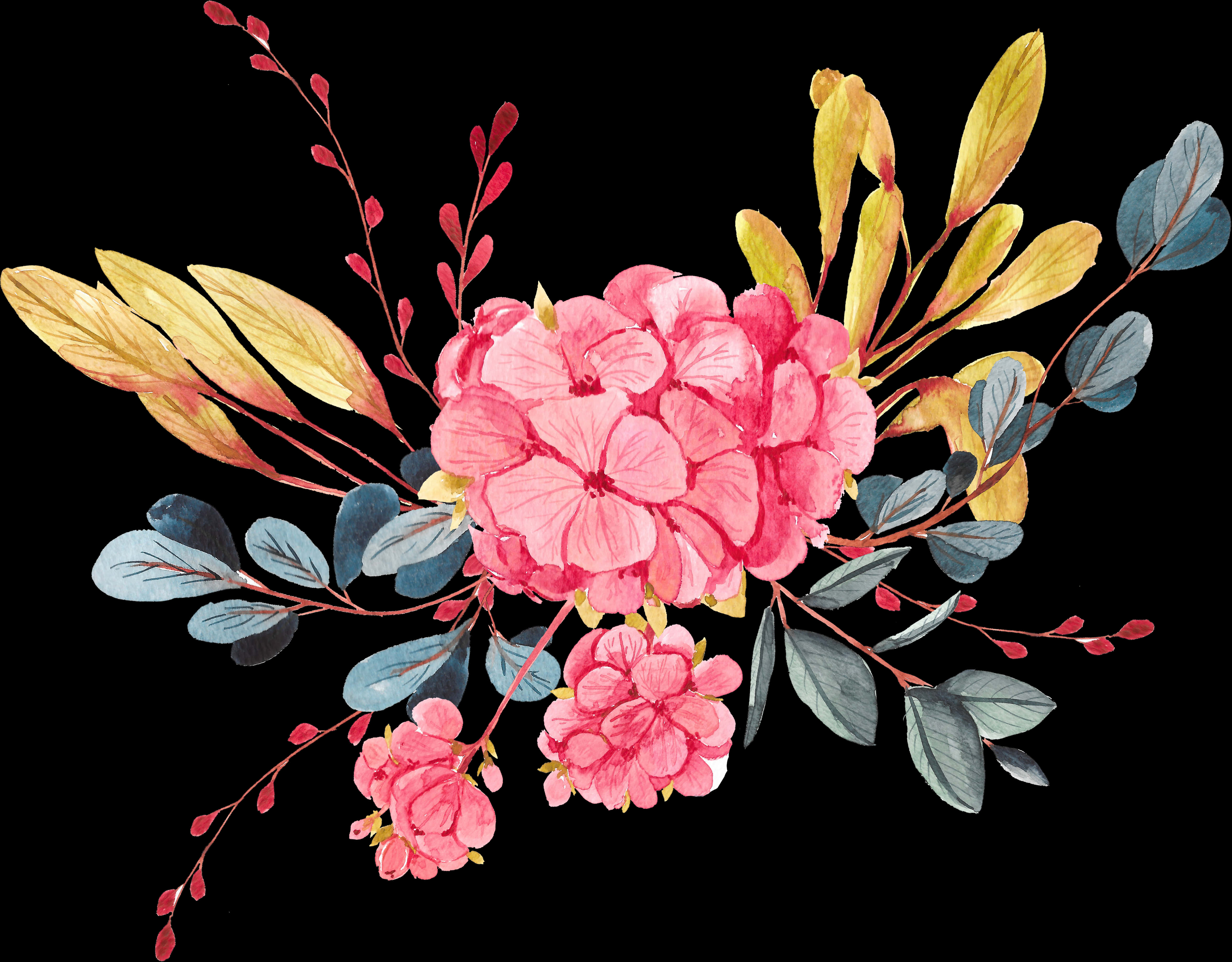 Vibrant_ Pink_ Floral_ Arrangement_ Artwork PNG Image