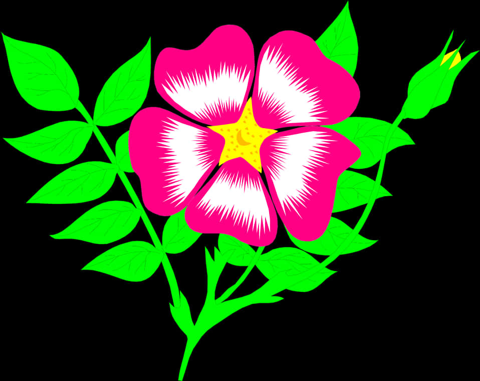 Vibrant Pink Flower Illustration PNG Image