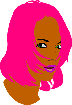Vibrant Pink Haired Woman Vector PNG Image