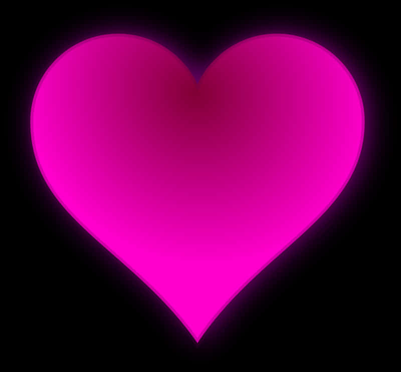 Vibrant Pink Heart Black Background PNG Image