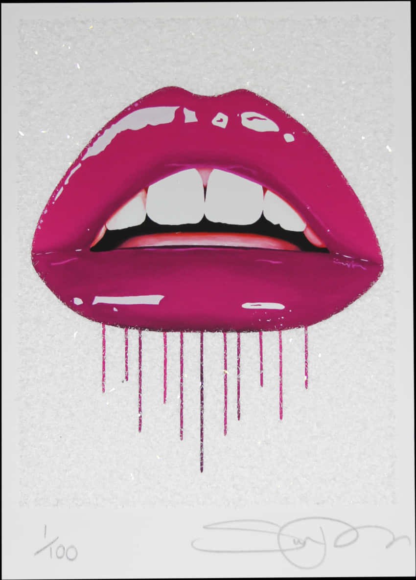 Vibrant_ Pink_ Lips_ Artwork PNG Image