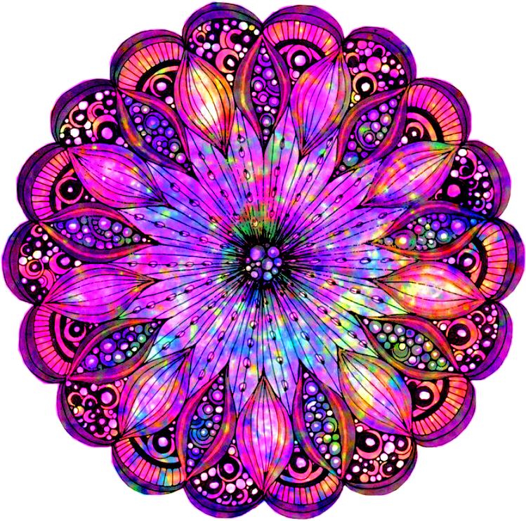 Vibrant_ Psychedelic_ Mandala_ Art PNG Image