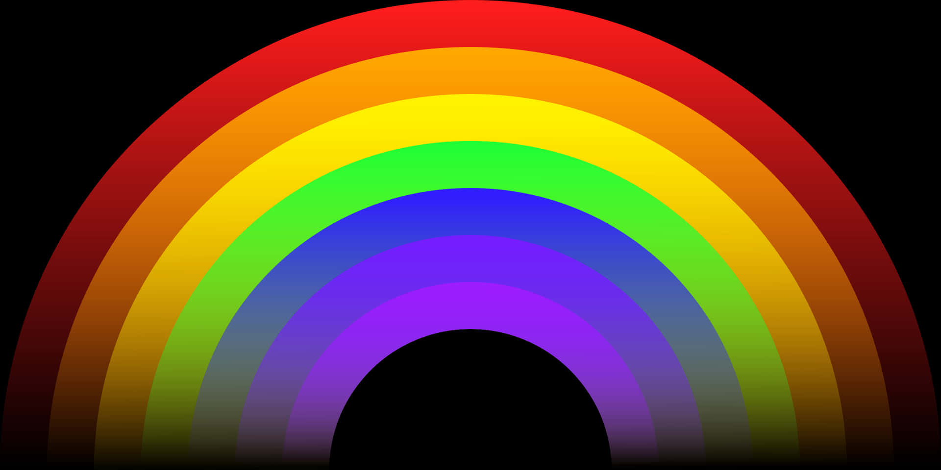 Vibrant Rainbow Arc Black Background PNG Image