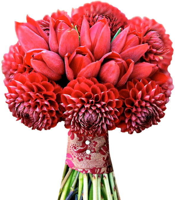 Vibrant Red Floral Bouquet PNG Image