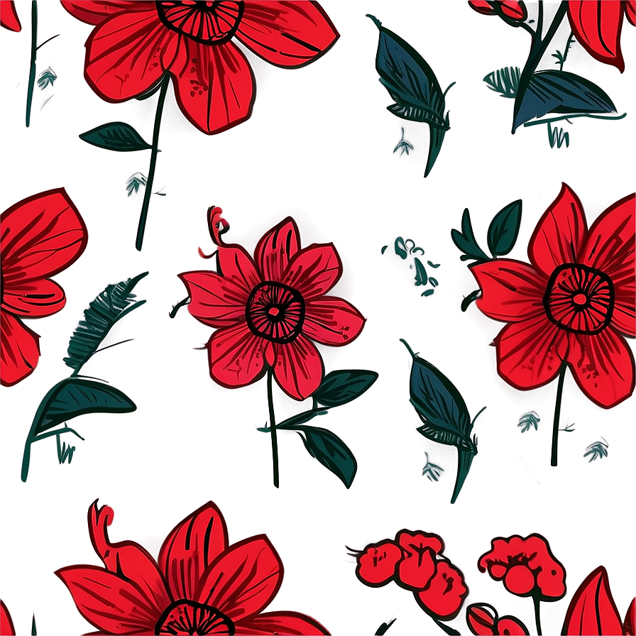 Vibrant Red Flowers Illustration Png Kqg31 PNG Image