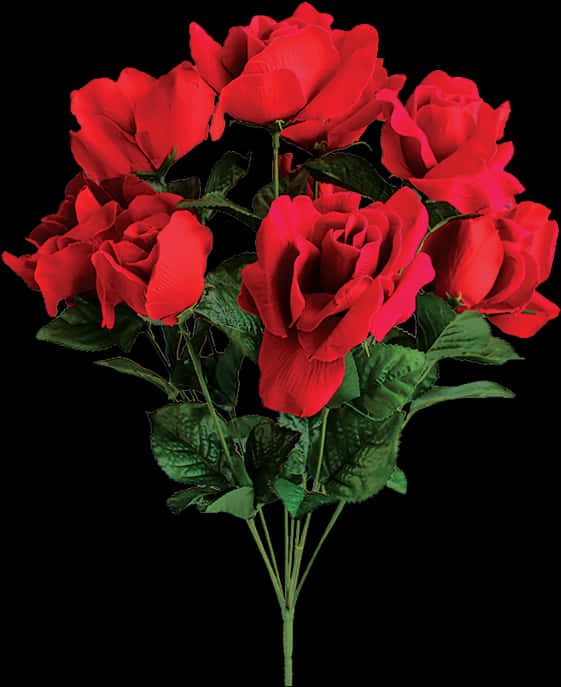 Vibrant_ Red_ Roses_ Bouquet PNG Image