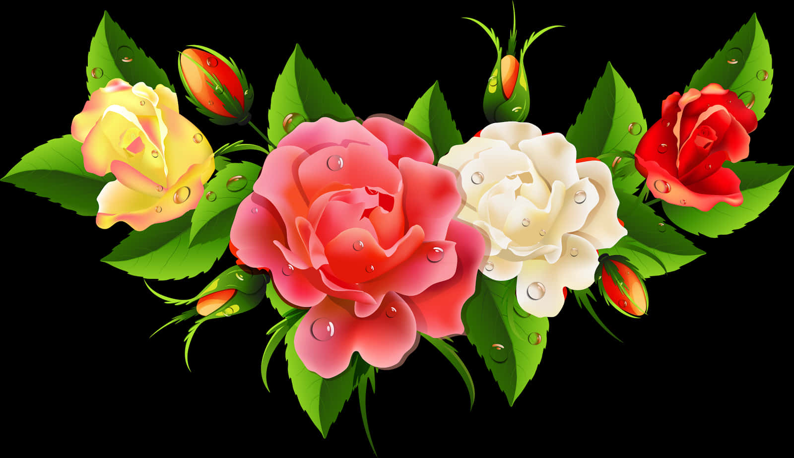 Vibrant Roses Vector Design PNG Image