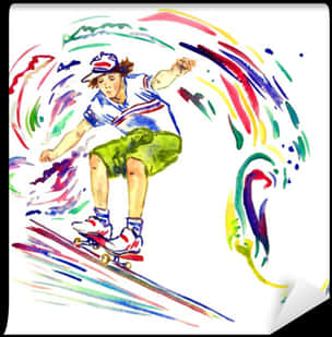 Vibrant Skateboarder Paint Splash PNG Image