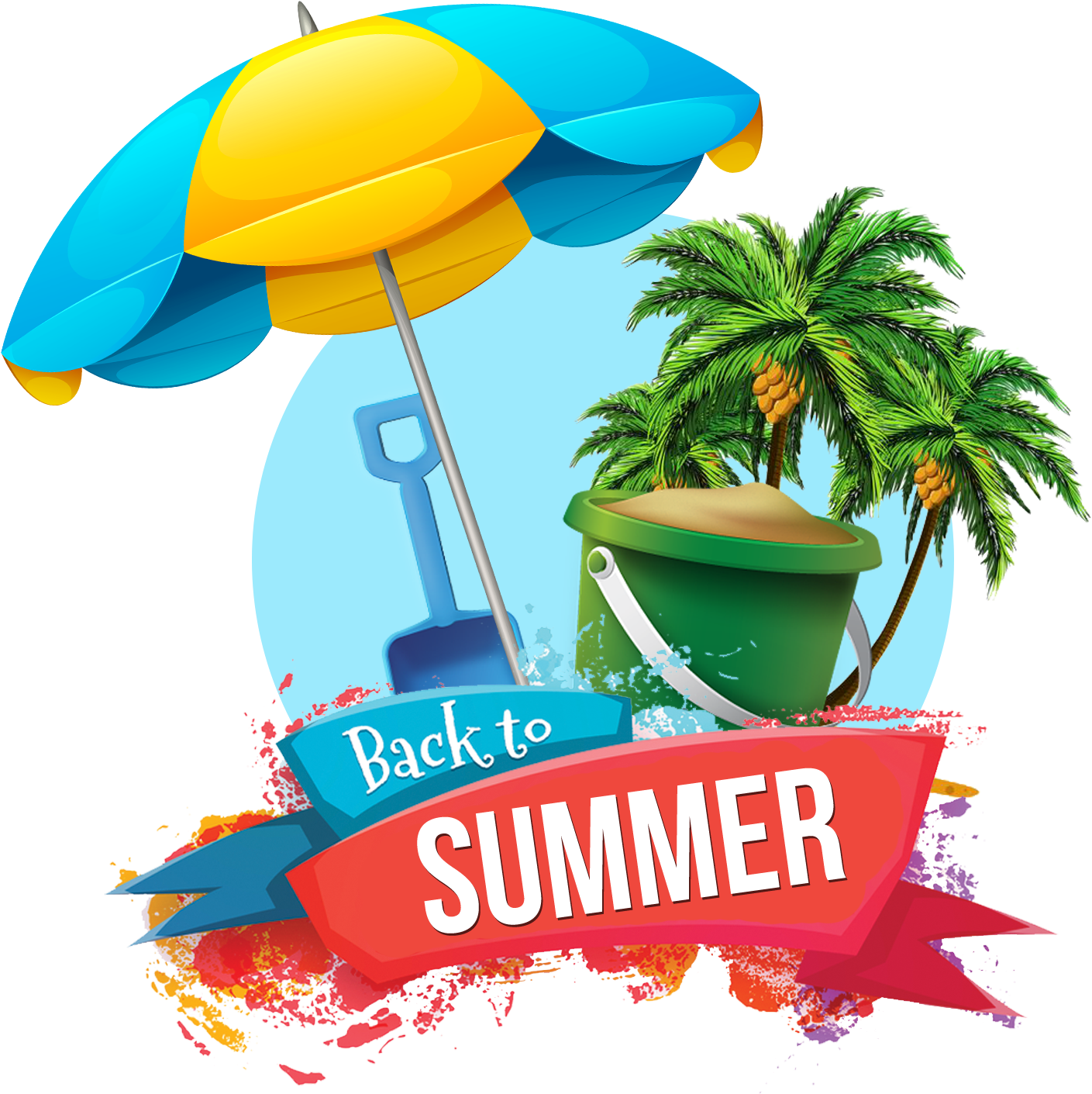 Vibrant Summer Beach Clipart PNG Image