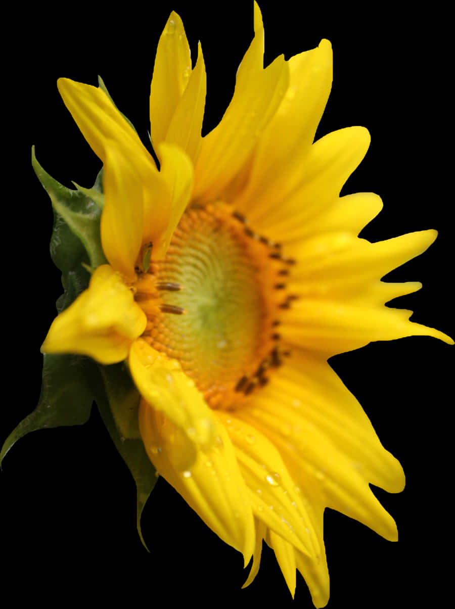 Vibrant Sunflower Black Background.jpg PNG Image