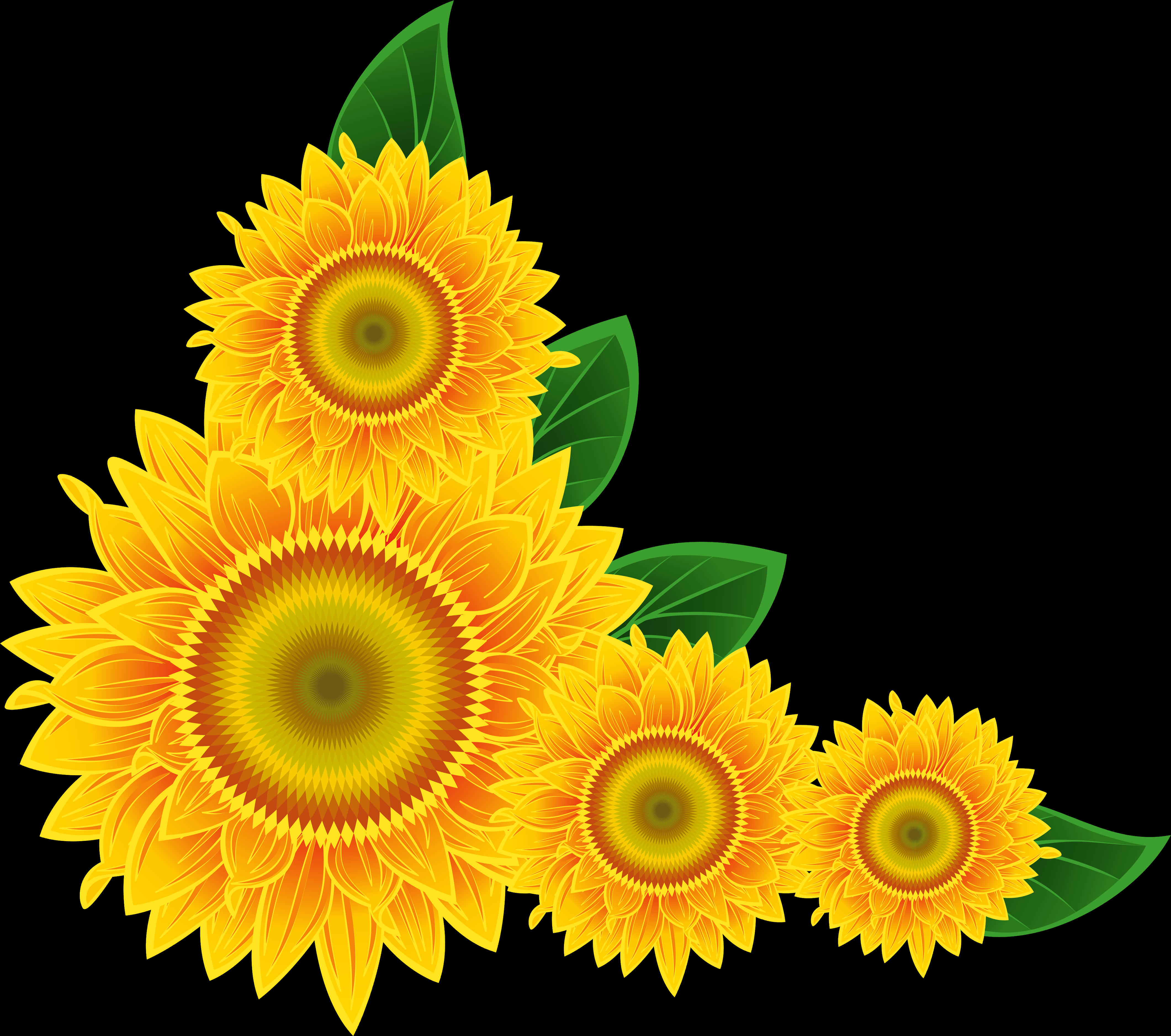 Vibrant Sunflower Corner Design PNG Image