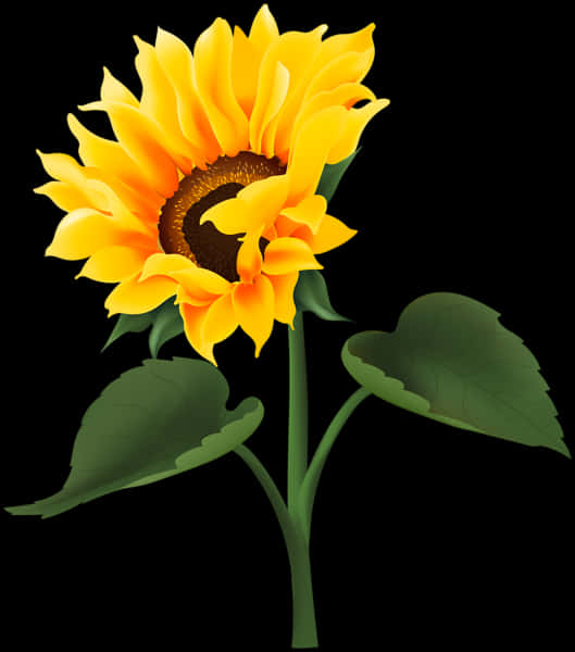 Vibrant Sunflower Illustration PNG Image