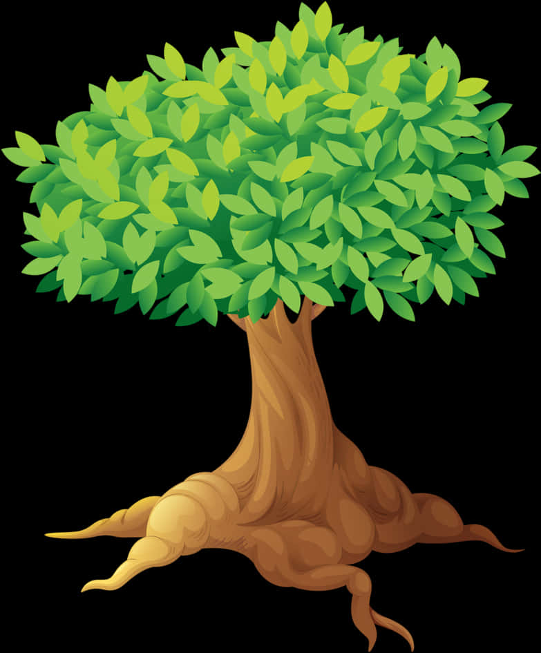 Vibrant Treewith Exposed Roots PNG Image