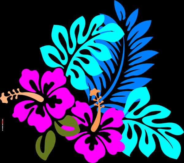 Vibrant_ Tropical_ Floral_ Design PNG Image