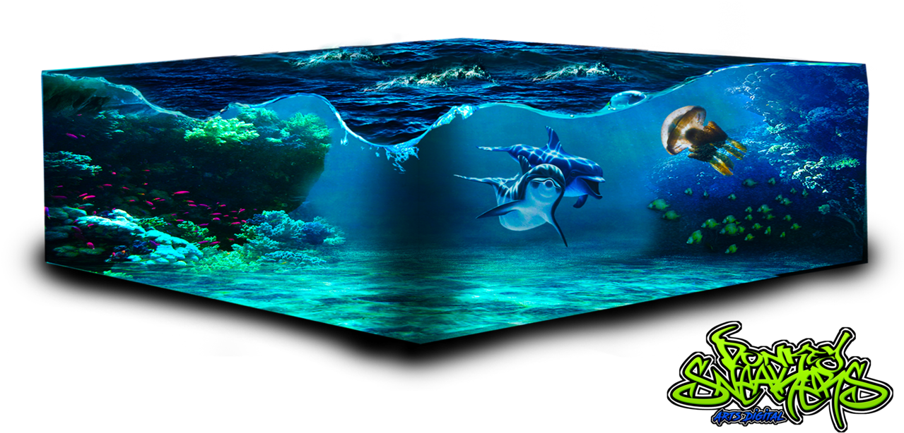 Vibrant Underwater Scene3 D Display PNG Image