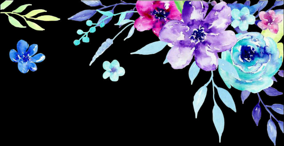 Vibrant Watercolor Floral Arrangement PNG Image