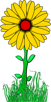 Vibrant Yellow Daisy Illustration PNG Image