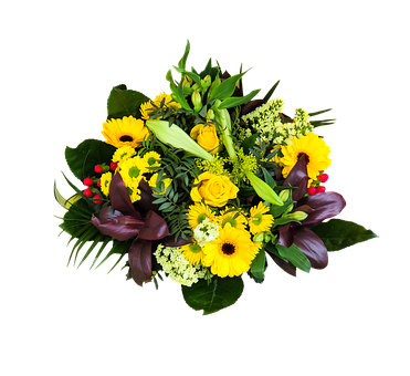 Vibrant Yellow Floral Arrangement PNG Image