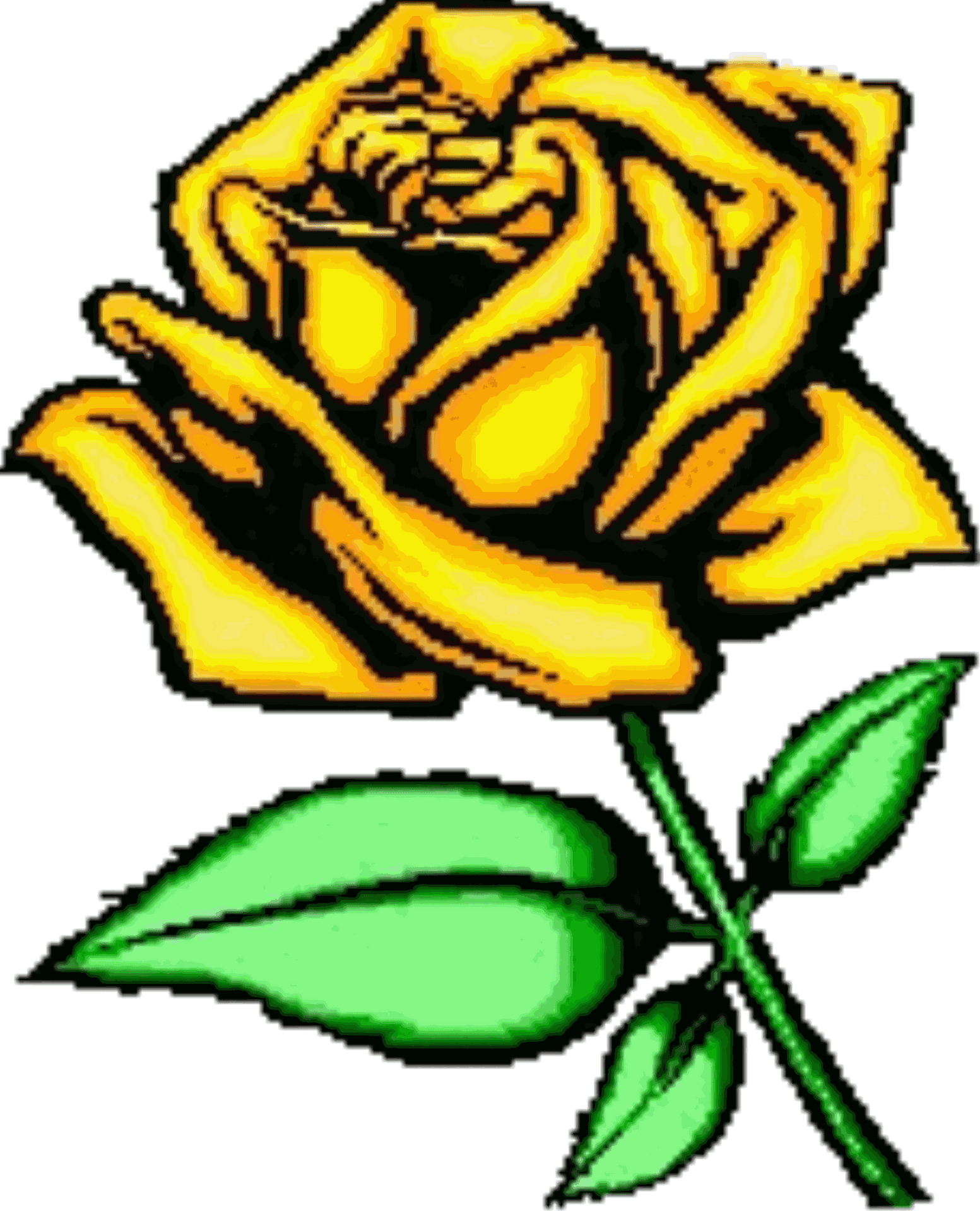 Vibrant Yellow Rose Illustration PNG Image