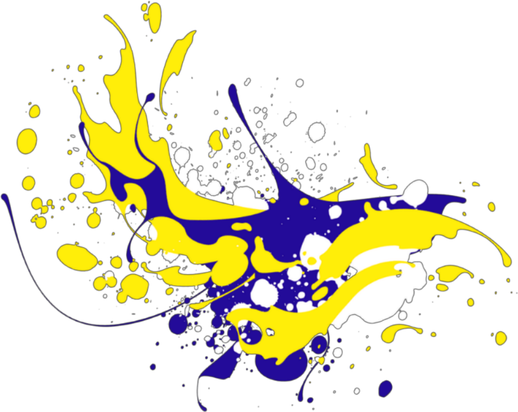 Vibrant Yellowand Blue Ink Splatter PNG Image