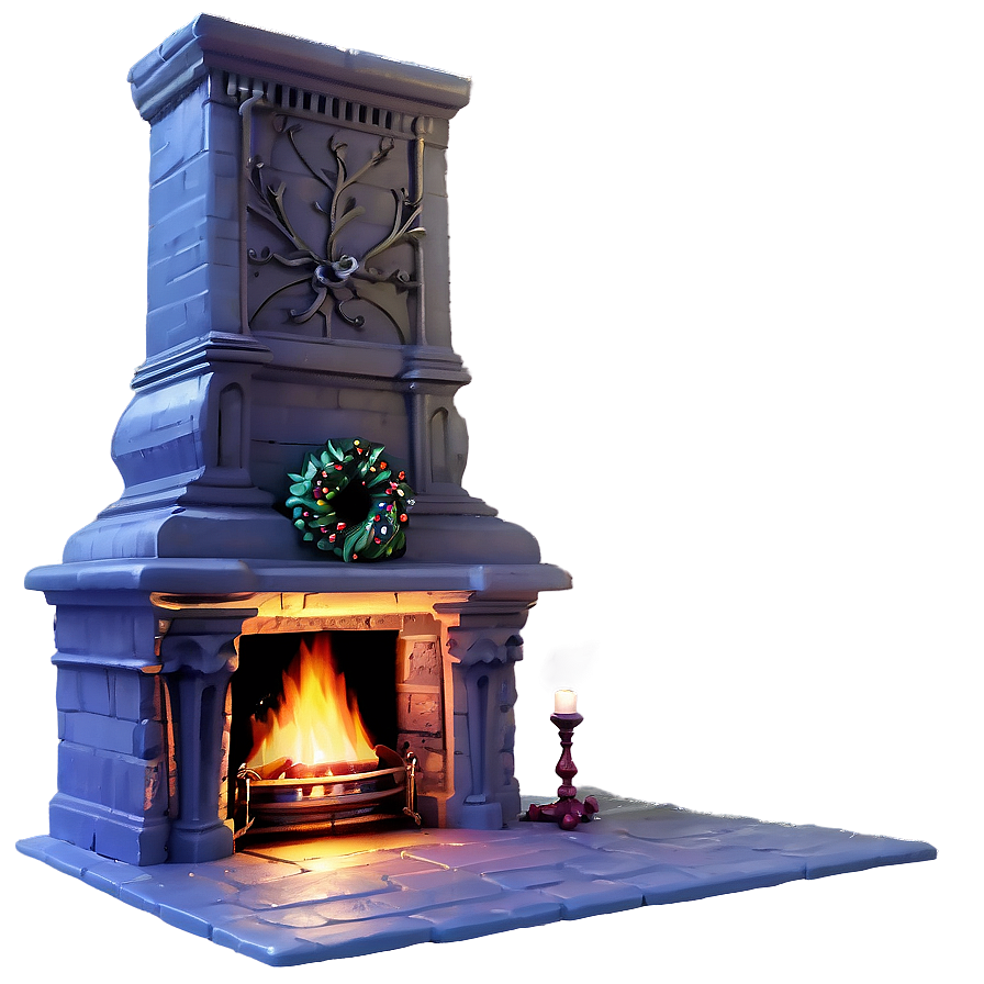 Victorian Christmas Fireplace Png Bto64 PNG Image